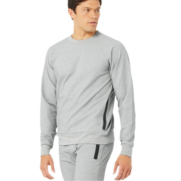 ALO Yoga Men’s Impel Waffle grey crewneck sweatshirt with pockets. Size Large - Picture 1 of 8